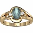 14K Yellow Gold Aquamarine and Diamond Ring