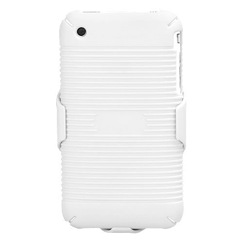 Rubberized Solid Ivory White Hybrid Holster (No Package) for Apple iPhone 3G/3GS