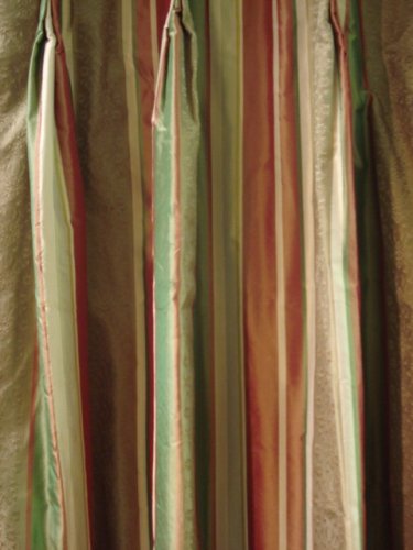 TAFETTA SATIN STRIPES PINCH PLEATS CURTAIN PANELS