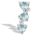 14K White Gold Genuine Heart Aquamarine and Diamond 3-Stone Pendant