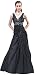 Abendkleid Ballkleid "Conny" mit tiefem Ausschnitt und Pailletten-Stickerei, Schwarz