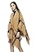 HITOP Women's Knitted Cardigan Irregular Plaid Sweater Shawl Poncho Capes Coat (Khaki)