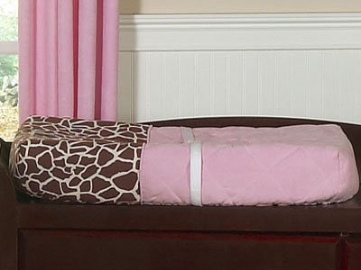 JoJo Designs Giraffe Changing Pad Cover, Pink