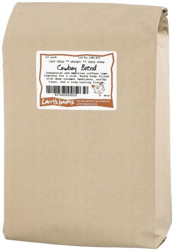 Larry's Beans Fair Trade Organic Coffee, Cowboy Blend, Whole Bean, 5-Pound Bag