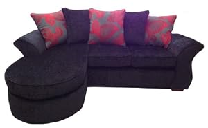 Anna corner chaise sofa in Black and Red by Sofa So Good NE Ltd