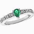14K White Gold Chatham Created Emerald and Diamond Ring