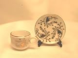 Dollhouse Miniature Set of 4 Porcelain Gold & White Teacups