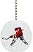 Red Hockey Player Solid Ceramic Fan Pull