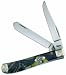 Case Cutlery 9207AB/E Case Abalone Corelon Engraved Mini Trapper Pocket Knife with Stainless Steel Blades, Green, Gray, White and Gold mixed Corelon