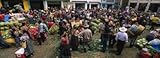 IMAGE OF High Angle View of a Group of People in a Vegetable Market, Almolonga, Guatemala Photographic Poster Print by Panoramic Images , 40x120