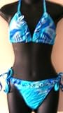 Juniors Ruffle Bikini Swimsuit-Aqua/Blue Tie Dye