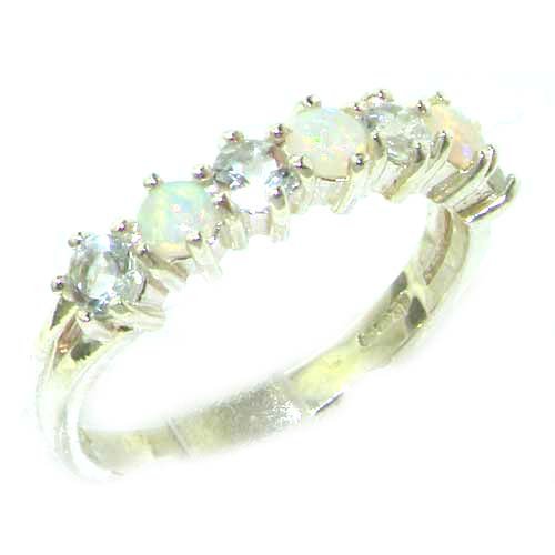 Click To High Quality Solid Sterling Silver Natural Fiery Opal & Aquamarine Eternity Ring - Finger Sizes 5 to 12 Available Details... High Quality Solid Sterling Silver Natural Fiery Opal & Aquamarine Eternity Ring - Finger Sizes 5 to 12 Available