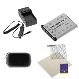 GTMax Digital Camera Battery Charger with Car Adapter + Non-OEM Standard Lithium-Ion Battery + Black Digital Camera Zipper Pouch Case + Universal LCD Screen Protector for FujiFilm Z Series FinePix Z20fd