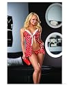 3 pc yummy love heart printed satin babydoll, open crotch thong & love coupon, regular size