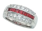 1.90 cts Genuine Ruby Band - Platinum, 18kt White or Yellow Gold LIFETIME WARRANTEE
