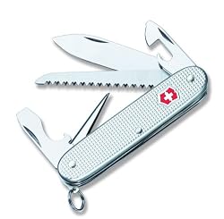 Victorinox Swiss Army Farmer Pocket Knife (Silver Alox Ribbed)