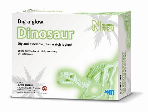 Childrens Toyshop  Toys : Natural History Museum - Dig A Glow Dinosaur-Velocirapter