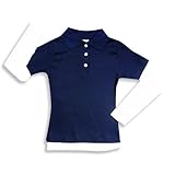 Firehouse - Girls Long Sleeve Polo, Navy, White