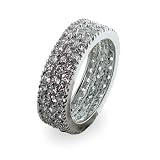 Eve's Addiction Sterling Silver Band with Triple Row Cubic Zirconias
