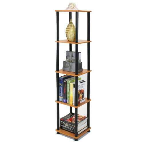 cheap Furinno 99132LC/BK 5-Tier Corner Square Rack Display Shelf, Light Cherry