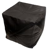 Real Leather Black Bean Bag Cube Footstool Pouffe