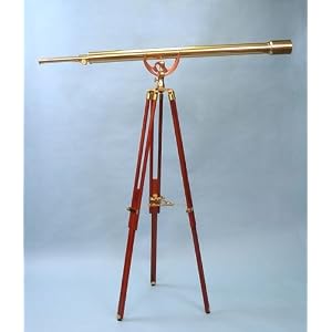 55-inch Clear Coated Solid Brass Harbormaster Telescope on Mahogany Tripod by 
