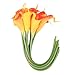 Luyue 20 Pcs Fake Calla Lily Artificial Flowers Bridal Wedding Bouquet Latex Real Touch Flower Home Kitchen Office Decor-Sunset Orange