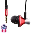 GOgroove DynaMIX High-Performance Earbuds with In-Line Hands-free Mic and Playback Music Controller - Includes Flat No-Tangle Cord and 3 Sizes of Interchangeable Silicon Ear Gels (Red And Black)