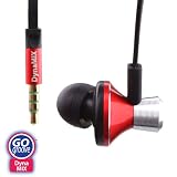 GOgroove DynaMIX High-Performance Earbuds with In-Line Hands-free Mic and Playback Music Controller - Includes Flat No-Tangle Cord and 3 Sizes of Interchangeable Silicon Ear Gels (Red And Black)