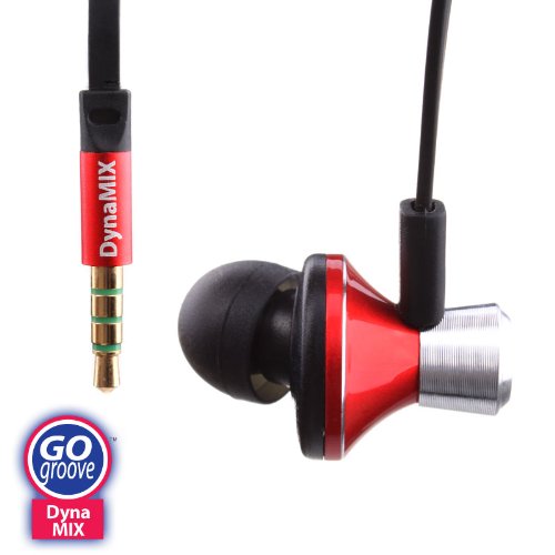 GOgroove DynaMIX High-Performance Earbuds with In-Line Hands-free Mic and Playback Music Controller - Includes Flat No-Tangle Cord and 3 Sizes of Interchangeable Silicon Ear Gels
