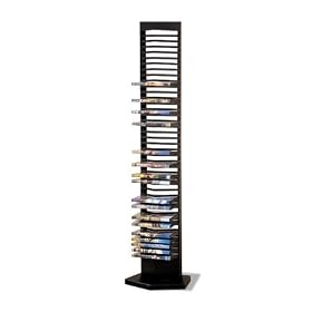 Modern Style Black Finish Metal DVD Tower Rack (40 DVDs Storage)