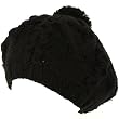 Handknit Chunky Knit Winter Beret Knit Tam Hat Black