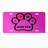 Shih Tzu Dog Dogs Pink Novelty Animal Metal License Plate Wall Sign Tag