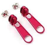 Small Deep Pink Metal Zipper Stud Earrings