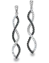 0.65 Carat (ctw) 10k White Gold Black & White Round Diamond Ladies Earrings