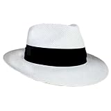 STUNNING WHITE TOYO STRAW FEDORA HAT W/ BLACK HAT BAND