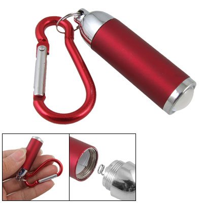 Amico Burgundy Carabiner Clip w Cylinder Shape Mini Torch Flashlight