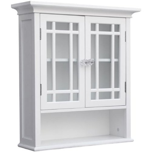 Elite Home Fashions Neal Collection Shelved Wall Cabinet with Cubby, White