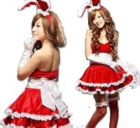 サンタ クリスマス コスプレ 衣装 コスチューム うさ耳カチューシャ付サンタバニーコスチューム4点セット/赤/コスプレ/ｃ13