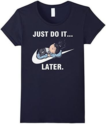 Women's Just Do It Later. Shikamaru Cute T-Shirt Small Navy