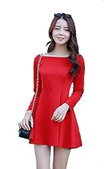 Sexy Scoop Neck Bubble Dress Cotton Long Sleeves Cocktail  Dress