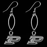 NCAA Purdue Boilermakers Silvertone Oval Drop Earrings