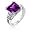 White Gold Rhodium Cable Style Ring featuring Princess Cut Amethyst CZ with Inlaid CZ Prongs in Silvertone - Size: 5-10, 5