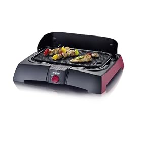 Severin - 2786.760 - Barbecue - 1600 W - Plaques en Fonte - Noir / Rouge