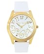 Betsey Johnson Watch, Women's White Leather Strap BJ2137