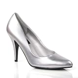 4 Inch Ladies Sexy Shoes Wear To Work Shoes Classic Pump Shoes Silver by Unknown