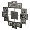 Designer Habitat - Family Time Photo Frame Clock Brushed Aluminium Silver, Holds 12 Photos