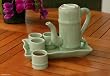 Celadon ceramic tea set, 'Bamboo Growth' (set for 4)