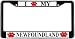 I Love My Newfoundland Paw Prints Dog Black Metal License Plate Frame Holder