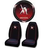 3PC Betty Boop Star Seat Covers Steering Wheel Cover